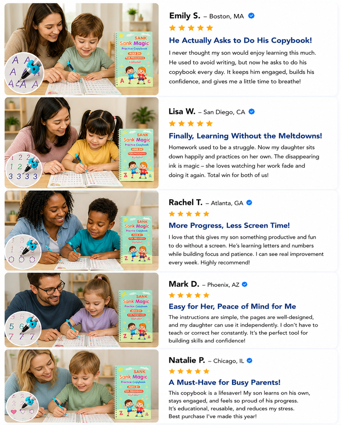 Reusable Grooved Handwriting Practice Books for Kids – 4-Book Set