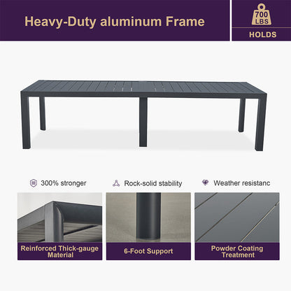 PURPLE LEAF  Folding Outdoor Dining Set  with Aluminum Table and Padded Chairs All Weather Dining Table Sets for Garden Backyard Poolside