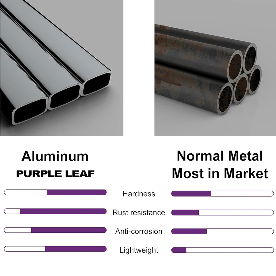 PURPLE LEAF  Folding Outdoor Dining Set  with Aluminum Table and Padded Chairs All Weather Dining Table Sets for Garden Backyard Poolside