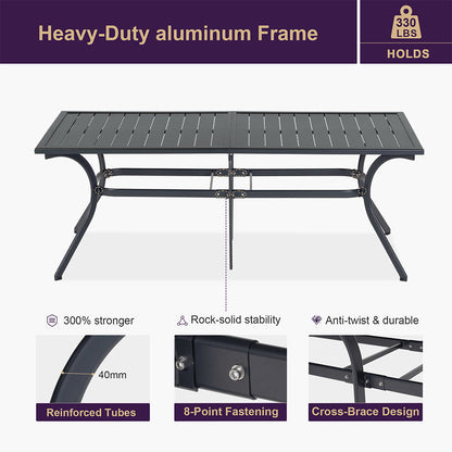 PURPLE LEAF  Folding Outdoor Dining Set  with Aluminum Table and Padded Chairs All Weather Dining Table Sets for Garden Backyard Poolside