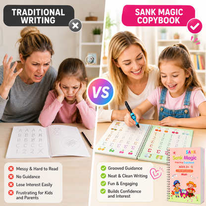 Reusable Grooved Handwriting Practice Books for Kids – 4-Book Set