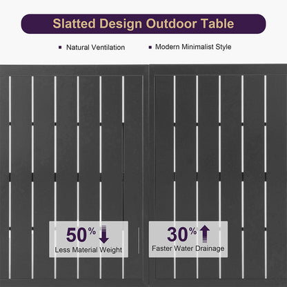 PURPLE LEAF  Folding Outdoor Dining Set  with Aluminum Table and Padded Chairs All Weather Dining Table Sets for Garden Backyard Poolside