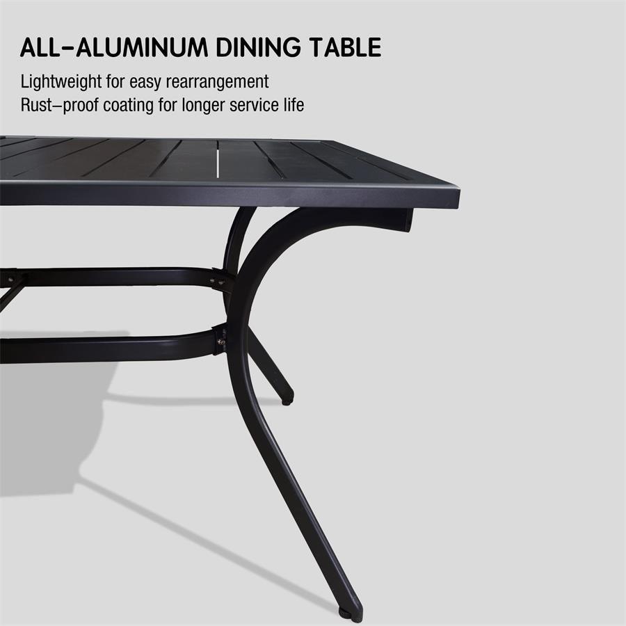 PURPLE LEAF  Folding Outdoor Dining Set  with Aluminum Table and Padded Chairs All Weather Dining Table Sets for Garden Backyard Poolside