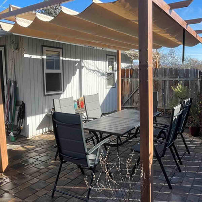 PURPLE LEAF  Folding Outdoor Dining Set  with Aluminum Table and Padded Chairs All Weather Dining Table Sets for Garden Backyard Poolside