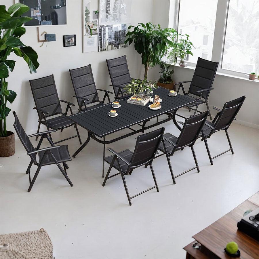 PURPLE LEAF  Folding Outdoor Dining Set  with Aluminum Table and Padded Chairs All Weather Dining Table Sets for Garden Backyard Poolside