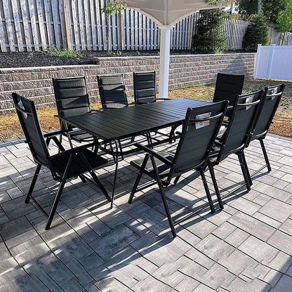 PURPLE LEAF  Folding Outdoor Dining Set  with Aluminum Table and Padded Chairs All Weather Dining Table Sets for Garden Backyard Poolside