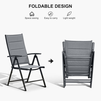 PURPLE LEAF  Folding Outdoor Dining Set  with Aluminum Table and Padded Chairs All Weather Dining Table Sets for Garden Backyard Poolside
