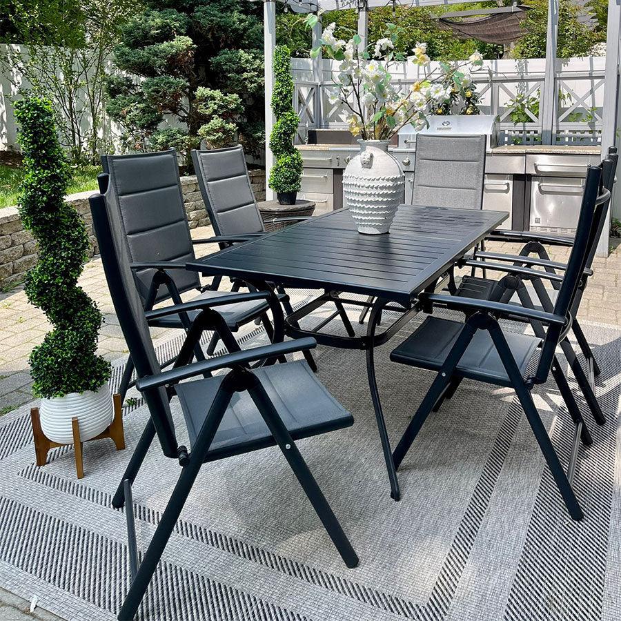 PURPLE LEAF  Folding Outdoor Dining Set  with Aluminum Table and Padded Chairs All Weather Dining Table Sets for Garden Backyard Poolside
