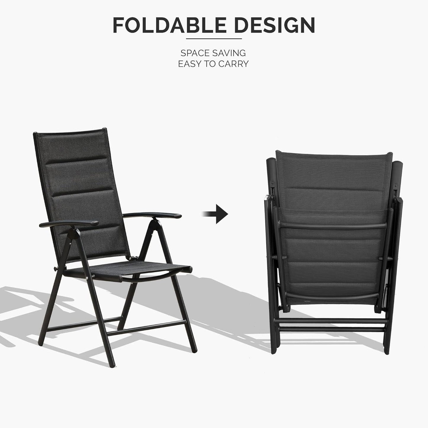 PURPLE LEAF  Folding Outdoor Dining Set  with Aluminum Table and Padded Chairs All Weather Dining Table Sets for Garden Backyard Poolside