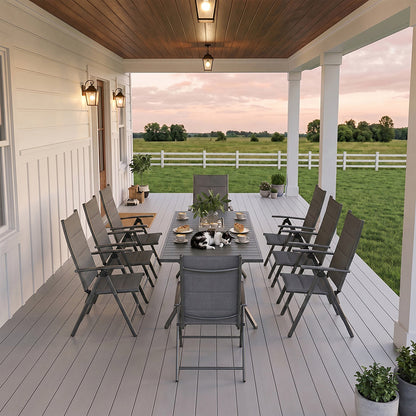 PURPLE LEAF  Folding Outdoor Dining Set  with Aluminum Table and Padded Chairs All Weather Dining Table Sets for Garden Backyard Poolside